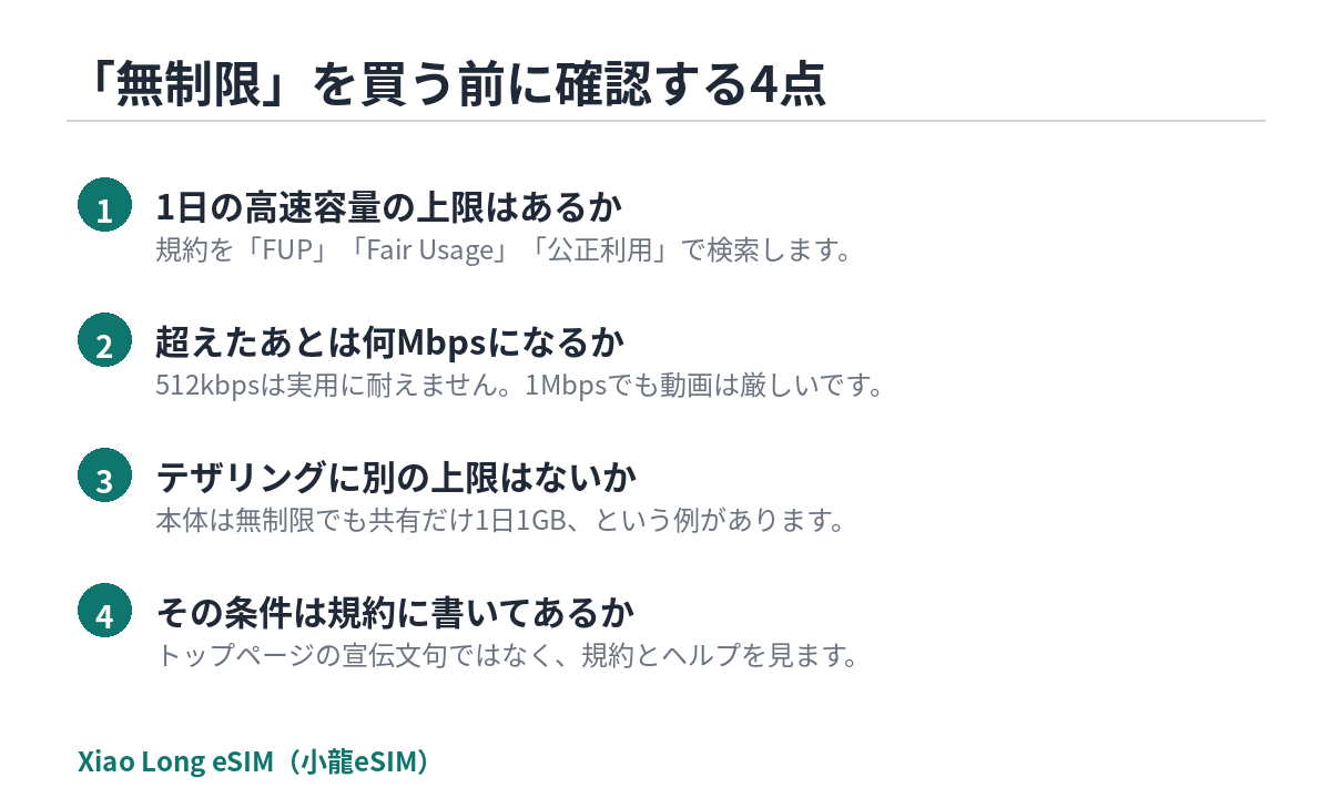 無制限eSIMを買う前に確認する4点